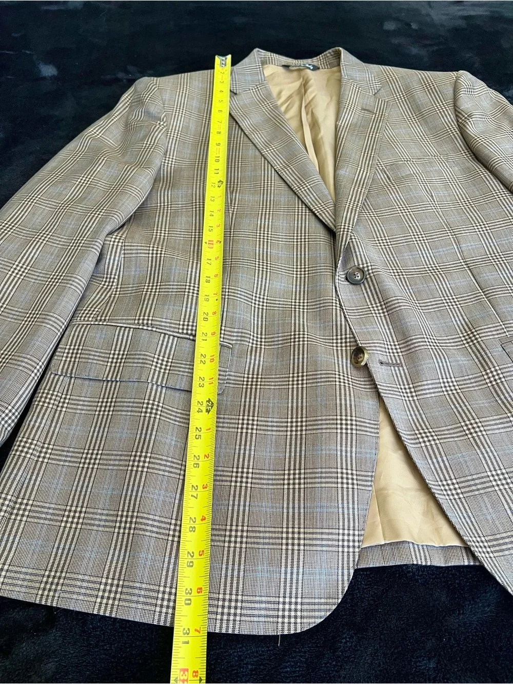 Bloomingdale's Italian Reda Super 130, Sport Coat , Beige with Blue Windowp